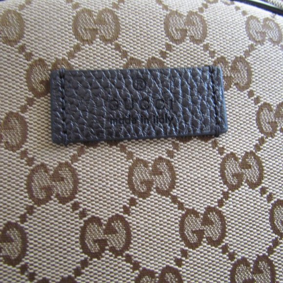 Authentic GUCCI Canvas& Leather Beige/Brown ebony GG print Backpack Large UNISEX - Picture 6 of 15